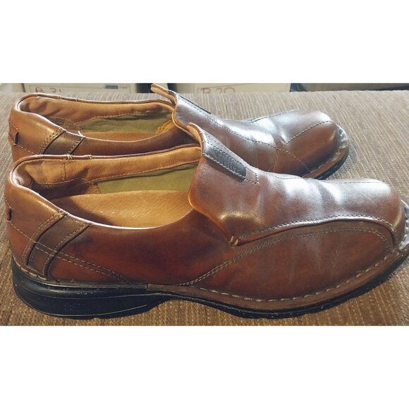 Clarks Mens Leather Slip-On Loafers Brown Casual Dress Shoes Size 12M - Picture 5 of 8
